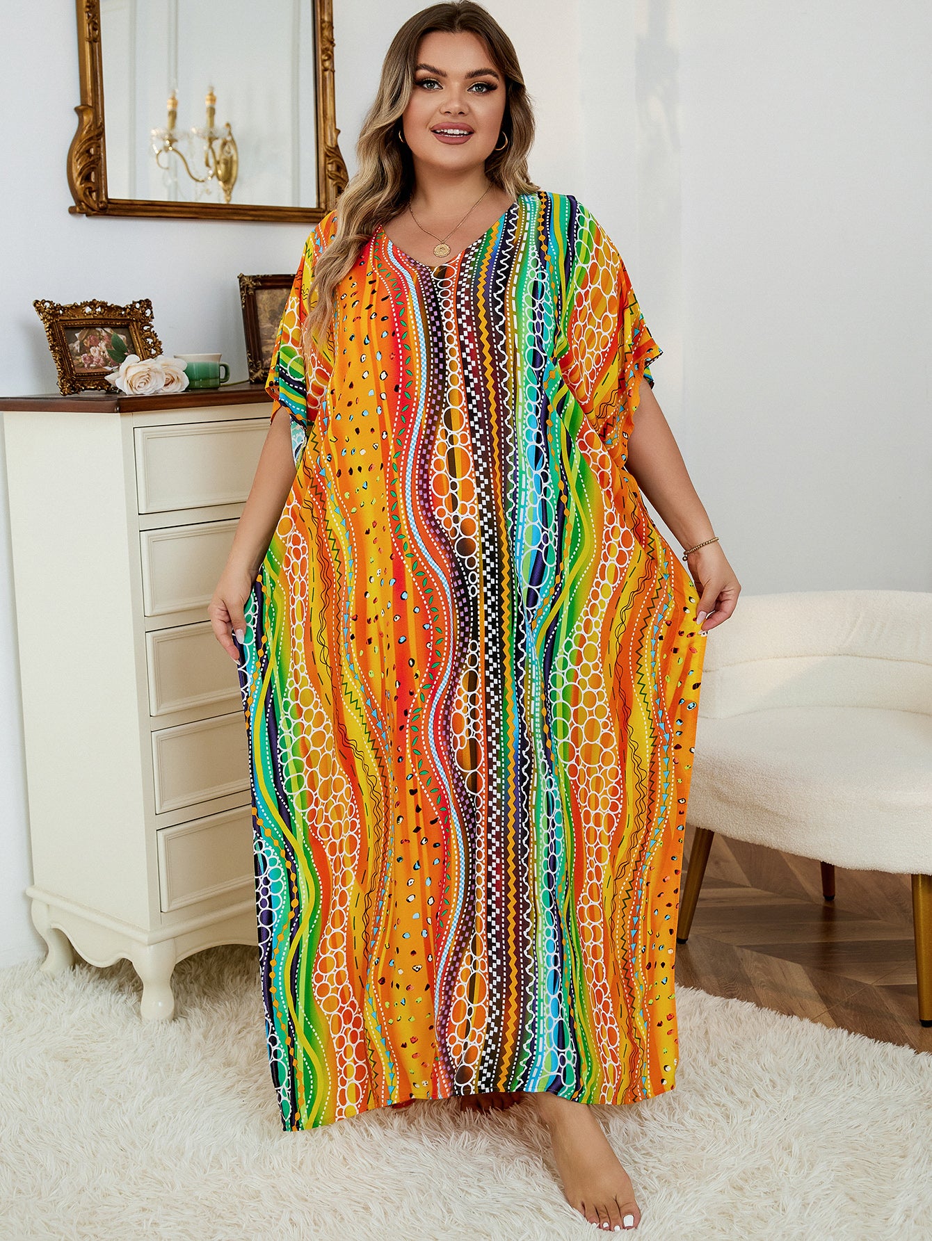 Plus Size Women's Summer Long Dress Loose Honeymoon Dresses Q1476-1106-13