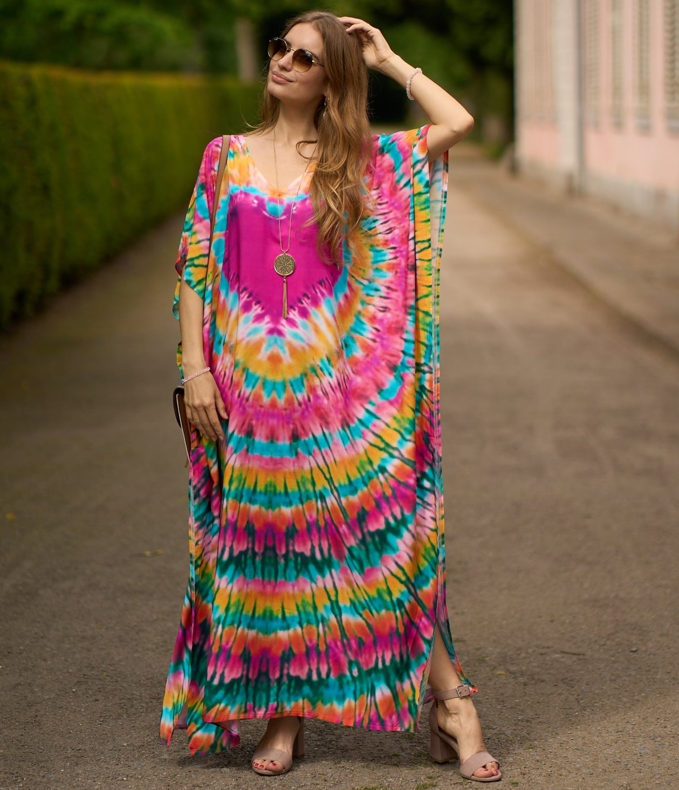 Casual Print Dress Batwing Sleeve Maxi Dress 2023 Women Moroccan Kaftan Women Bohemian Holiday Beachwear Mid-Calf Dresses Q1450-9