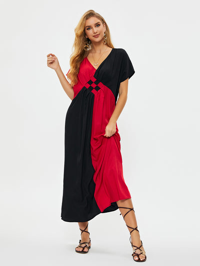 Long Kaftan Casual V-neck Half Sleeve Side Split Beach Dress Autumn Clothes Women Beach Wear Swim Suit Cover Up Q1509-8738