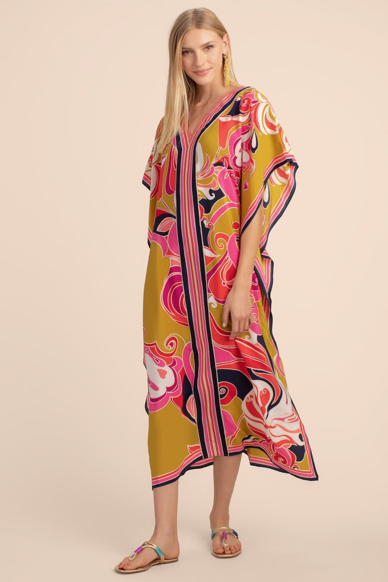 Long Kaftan Bohemian Printed Bikini Cover-ups Sexy Autumn Half Sleeve Maxi Dress Tunic Women Beach Wear Swim Suit Cover Up Q1333-8709-2
