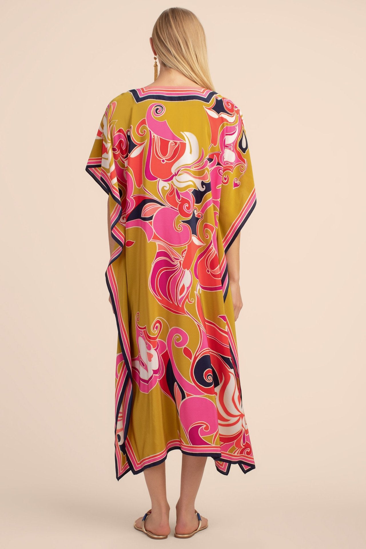 Long Kaftan Bohemian Printed Bikini Cover-ups Sexy Autumn Half Sleeve Maxi Dress Tunic Women Beach Wear Swim Suit Cover Up Q1333-8709-2