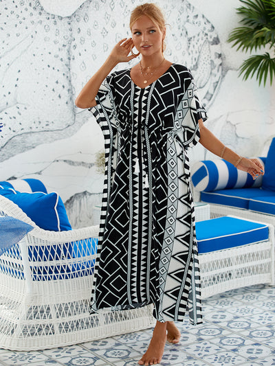Loose Kaftan Beach Cover Up Saida de Praia Swimsuit Women Bikini Cover-ups Tunic Pareo Sarong Beachwear Q1193-8648-8
