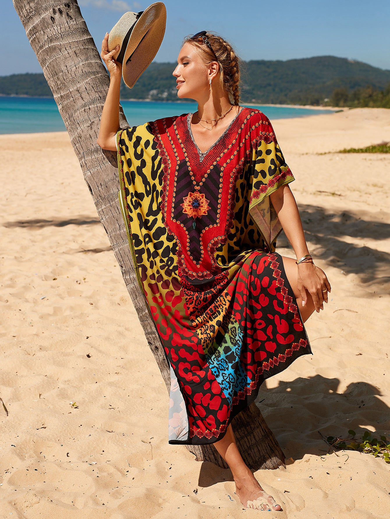 Beach Dress Kaftan Pareo Sarongs Sexy Cover-Up Bikini Swimwear Tunic Swimsuit Bathing Suit Cover Ups Robe De Plage Q1229-8668