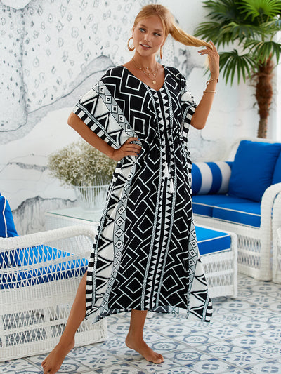 Loose Kaftan Beach Cover Up Saida de Praia Swimsuit Women Bikini Cover-ups Tunic Pareo Sarong Beachwear Q1193-8648-8