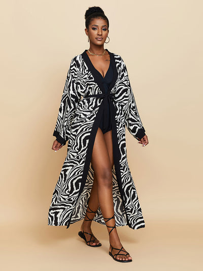 Casual Zabra Striped Long Kimono Bathing Suit Cover-ups Summer Clothing Women Tunic Beach Wear Swim Suit Cover Up Casual Zabra Striped Long Kimono Bathing Suit Cover-ups Summer Clothing Women Tunic Beach Wear Swim Suit Cover Up Q1499-8733