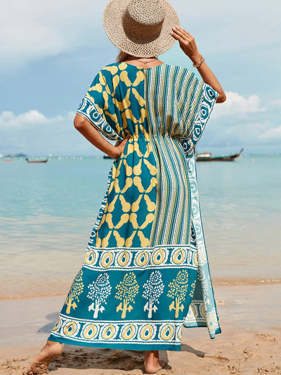Summer Loose Kaftan Embroidery Beach Cover Up Saida de Praia Swimsuit Women Bikini Cover-ups Tunic Pareo Sarong Beachwear Q1193-8648-1
