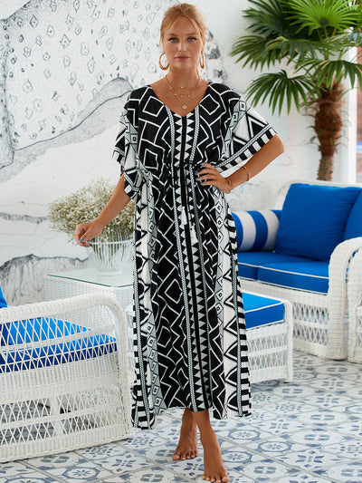 Loose Kaftan Beach Cover Up Saida de Praia Swimsuit Women Bikini Cover-ups Tunic Pareo Sarong Beachwear Q1193-8648-8