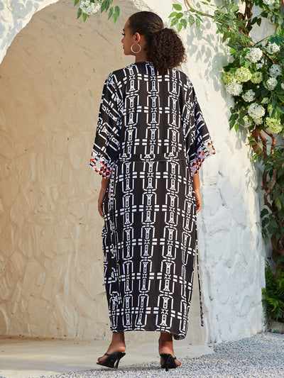 Women Plus Size Long Sleeve Kimono Elegant Open Front Self Belted Autumn Cardigan Dress Pareo Party Dress Q1332-778