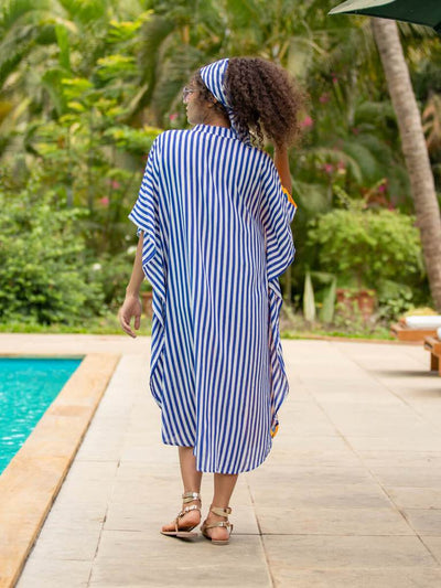 Chic Splicing Print Loose Batwing Sleeves Dress Bathing Suit Cover Up Summer Autumn Women Button Beachwear Cover-ups Q1452-8721