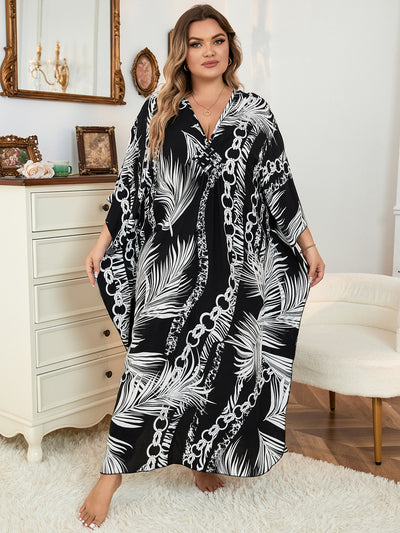 Sexy Zebra Striped Bikini Cover-ups Casual V-neck Side Split Summer Beach Dress Women Beach Wear Swim Suit Cover Up Q1297-8772 -19