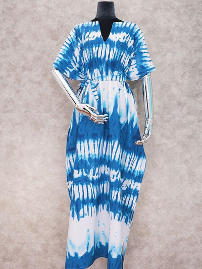 BLUE BOHEMIAN STRIPED KAFTAN