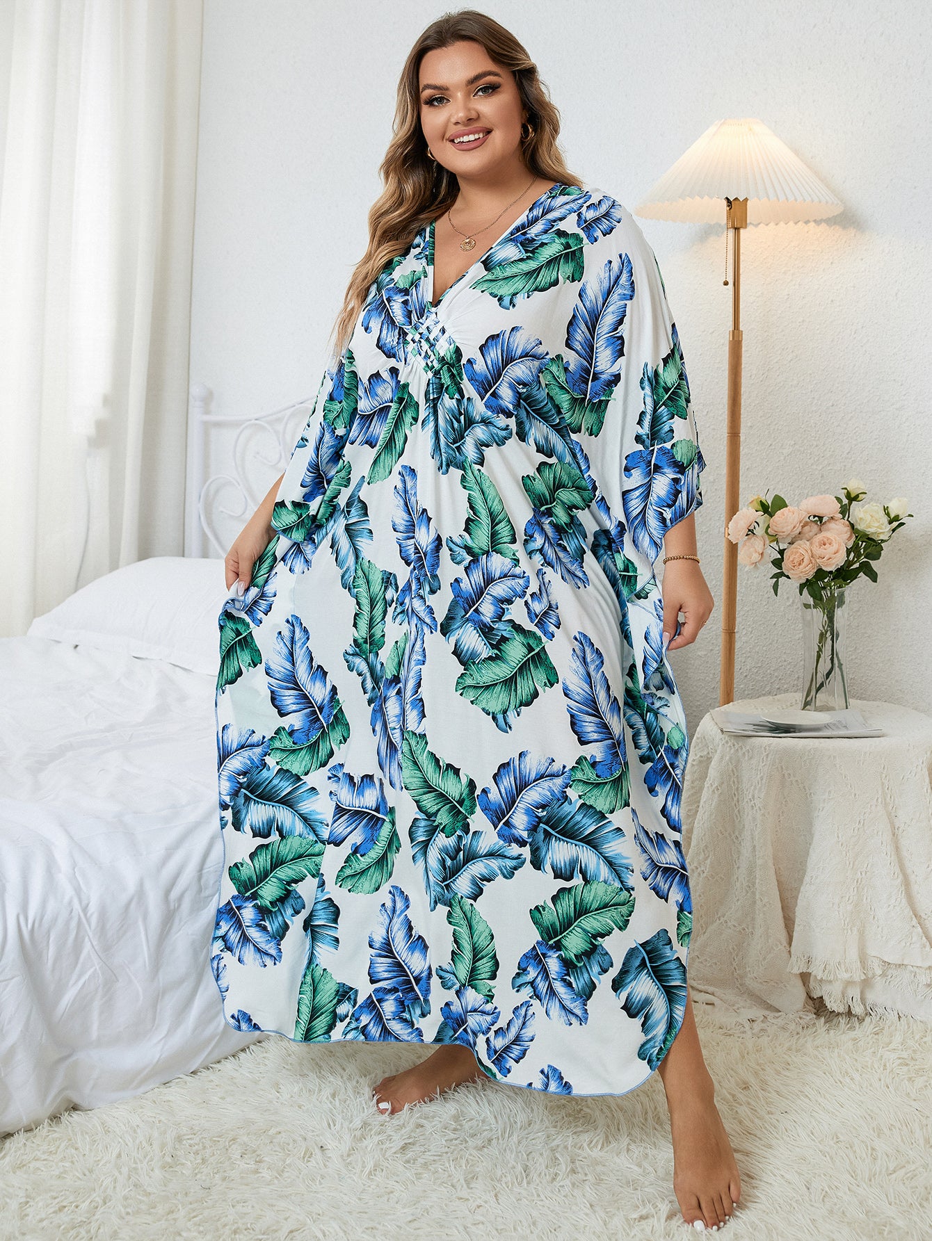 Sexy Zebra Striped Bikini Cover-ups Casual V-neck Side Split Summer Beach Dress Women Beach Wear Swim Suit Cover Up Q1297-8772 -30