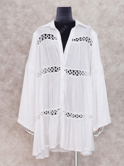 WHITE LAPEL BIKINI COVER-UP