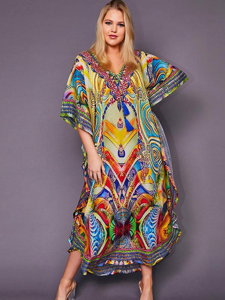 MULTICOLORED BOHEMIAN TASSEL KAFTAN