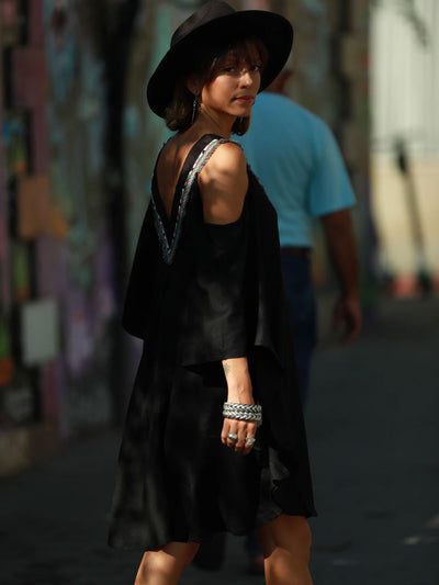 ETHNIC STYLE STRAPLESS MINI DRESS