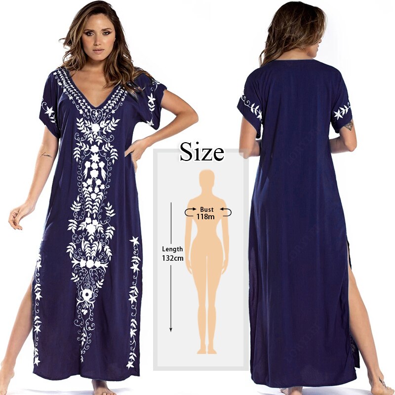 Long Kaftan Dress with V Neck Q790-2