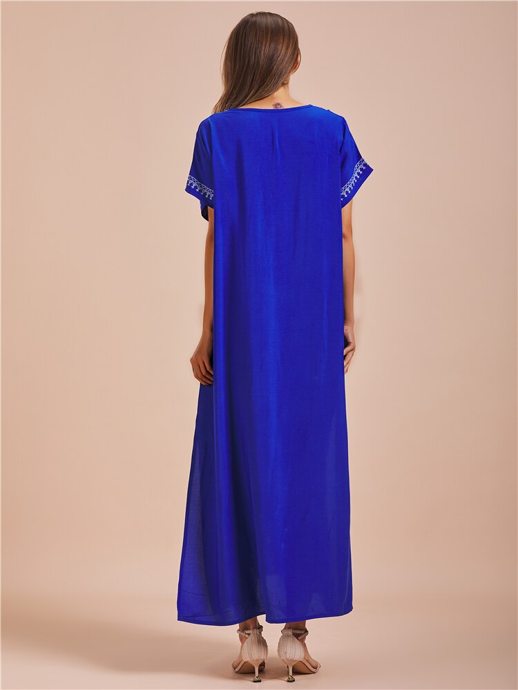 Beach Caftan Maxi Embroidered Dress Q790-17