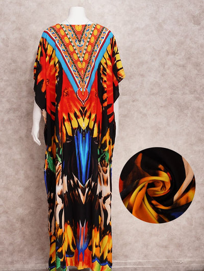 Casual Printed Beachwear Plus Size Kaftan Q1464-0