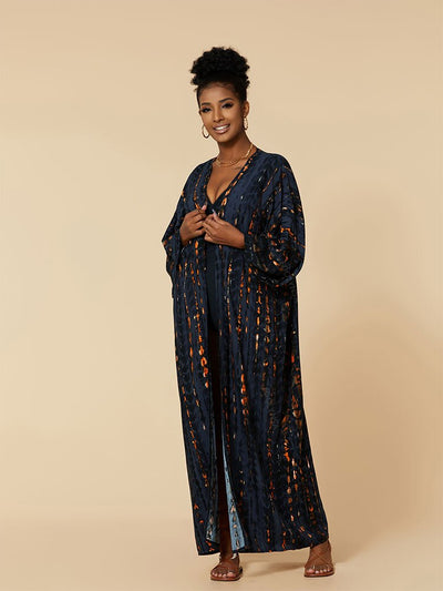 Casual Striped Beachwear Long Kimono Q1314-4