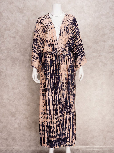 Plus Size Casual Striped Long Kimono Q1314-9