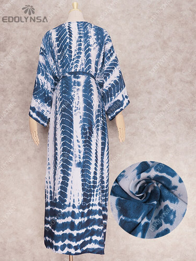 Plus Size Casual Striped Beachwear Kimono Q1314-1