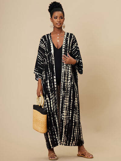 Casual Striped Plus Size Long Kimono Q1314-10