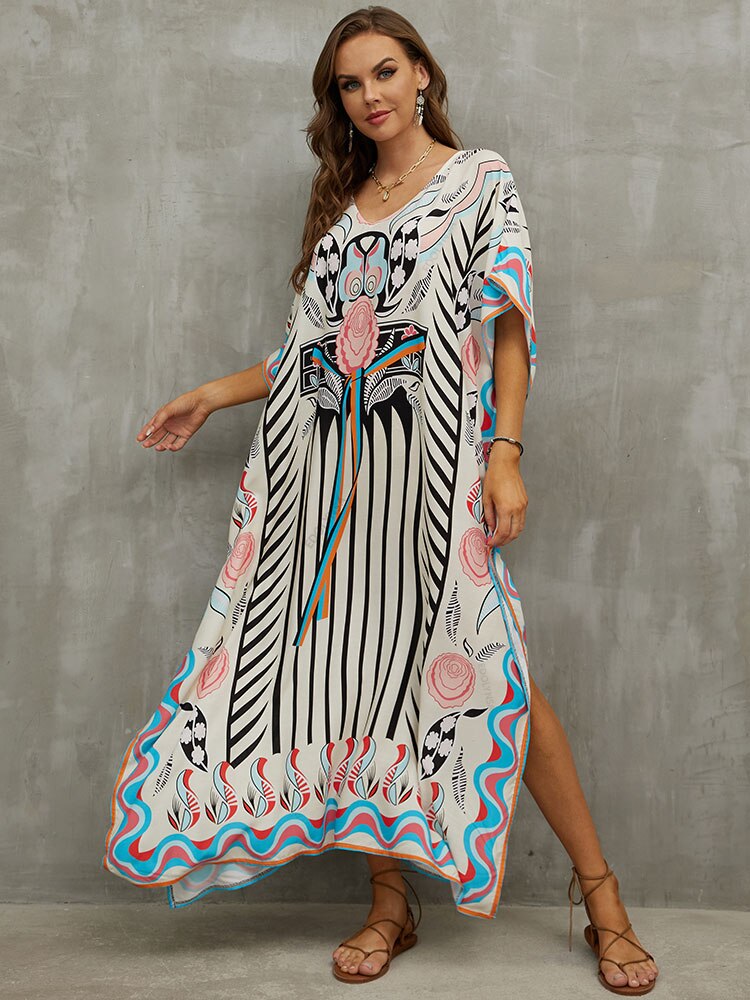 Casual Striped Plus Size Kaftan Q1464-8
