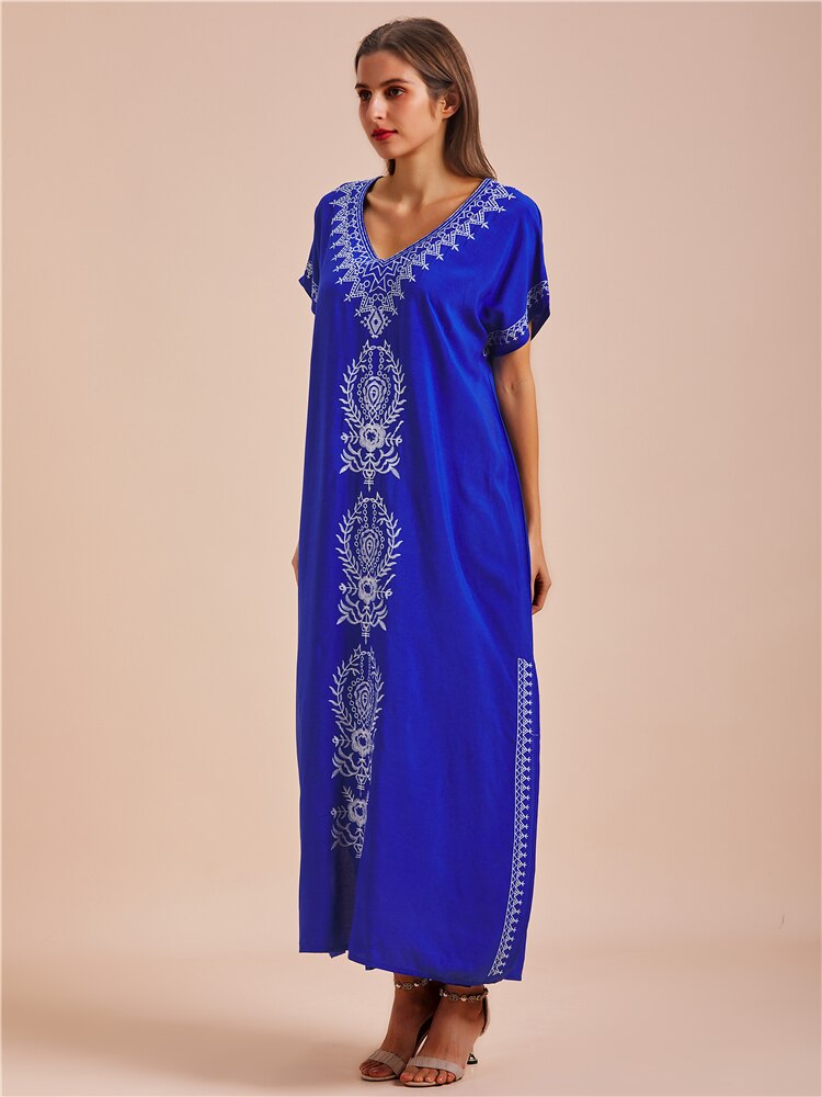 Beach Caftan Maxi Embroidered Dress Q790-17