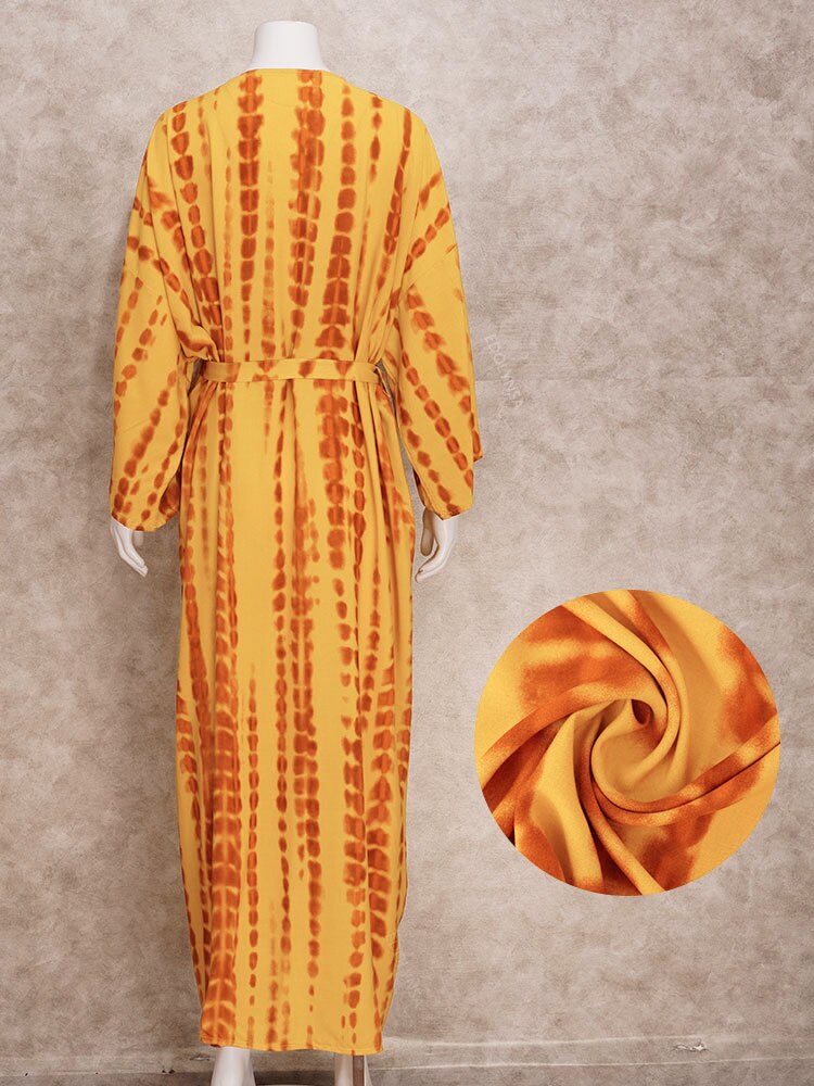 Plus Size Casual Striped Beachwear Long Kimono Q1314-3
