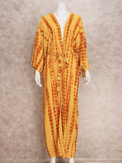 Plus Size Casual Striped Beachwear Long Kimono Q1314-3