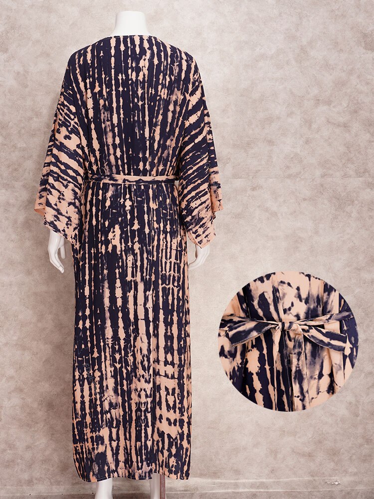 Plus Size Casual Striped Long Kimono Q1314-9