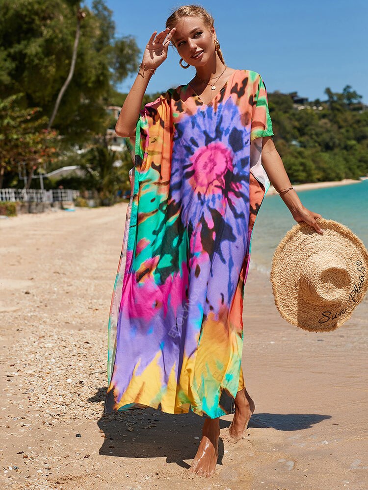 Boho Whirlpool Plus Size Beachwear Kaftan Q1342-33