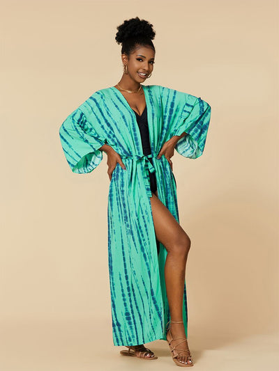 Casual Striped Plus Size Kimono Q1314-8