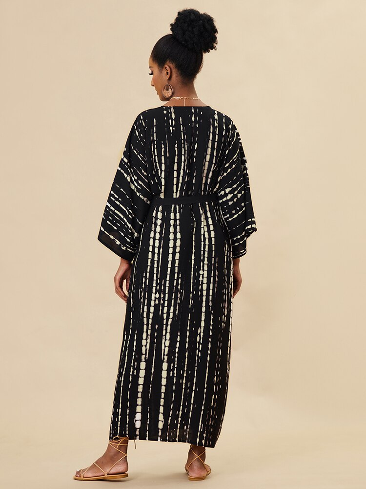 Casual Striped Plus Size Long Kimono Q1314-10