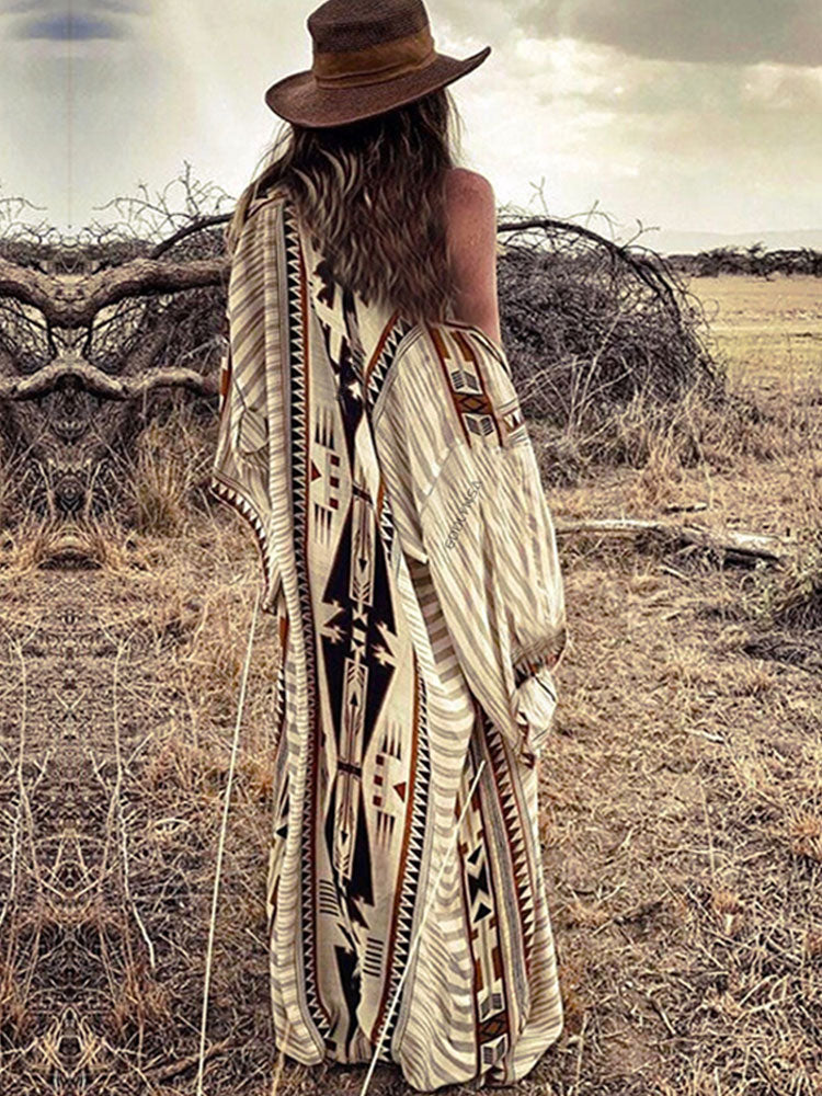 BOHEMIAN PRINTED KIMONO DRESS