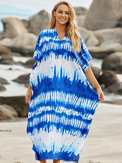 BLUE BOHEMIAN STRIPED KAFTAN